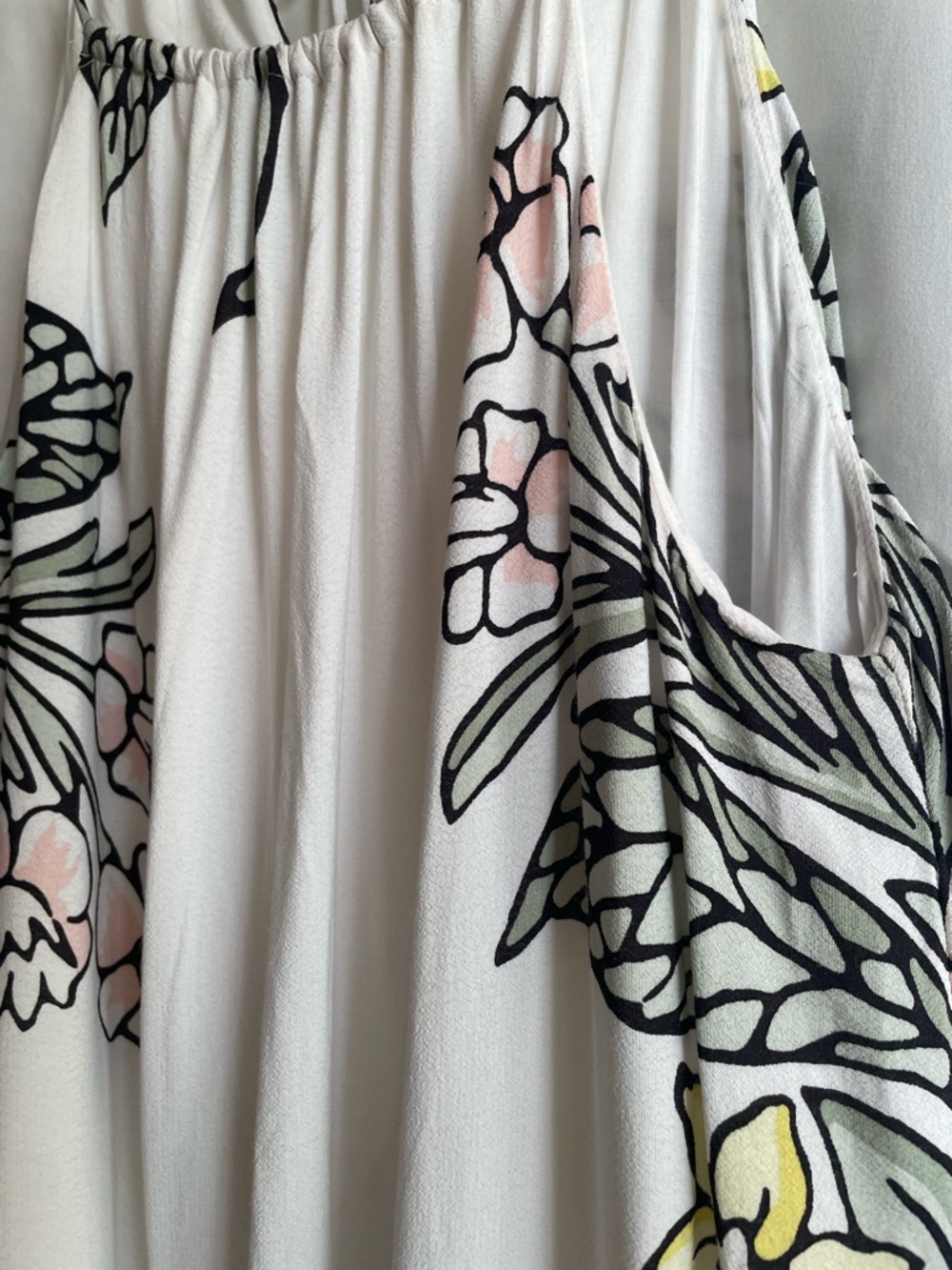 LOFT Floral Halter Midi Dress XS Cream Flowy Lined Boho Garden Coastal Pockets - Picture 4 of 11
